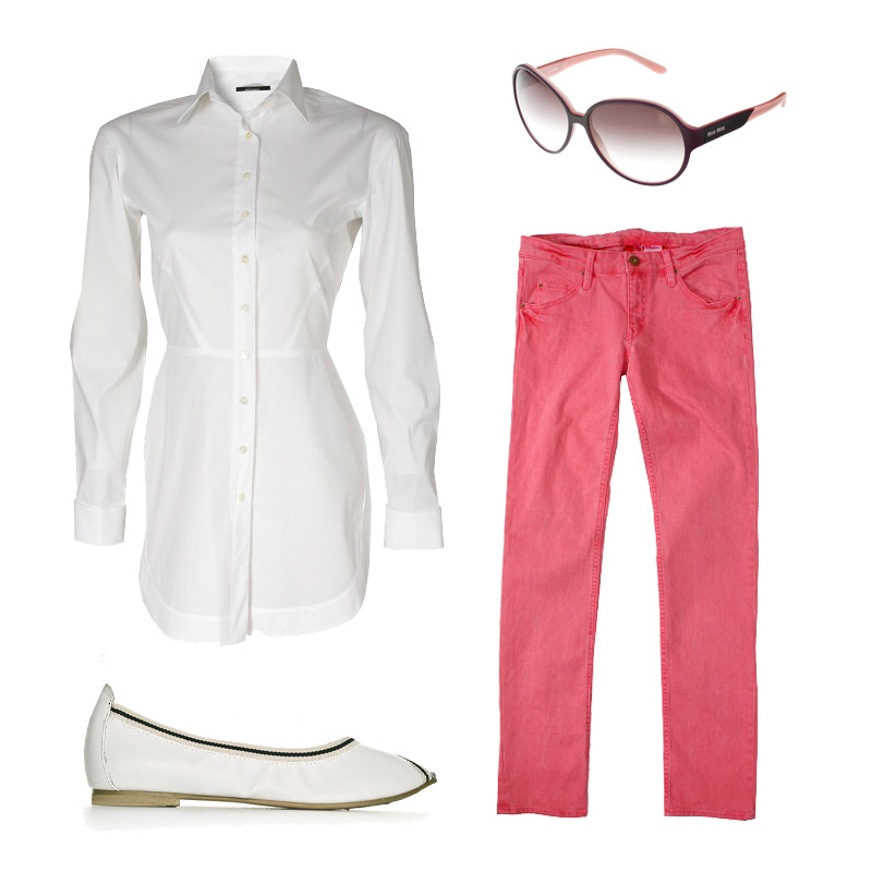 koszula Stefanel | okulary Miu Miu | balerinki Marisha | spodnie H&M